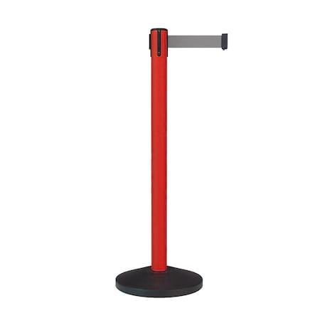 Stanchion Belt Barrier Red Post 7.5ftLight Grey Belt